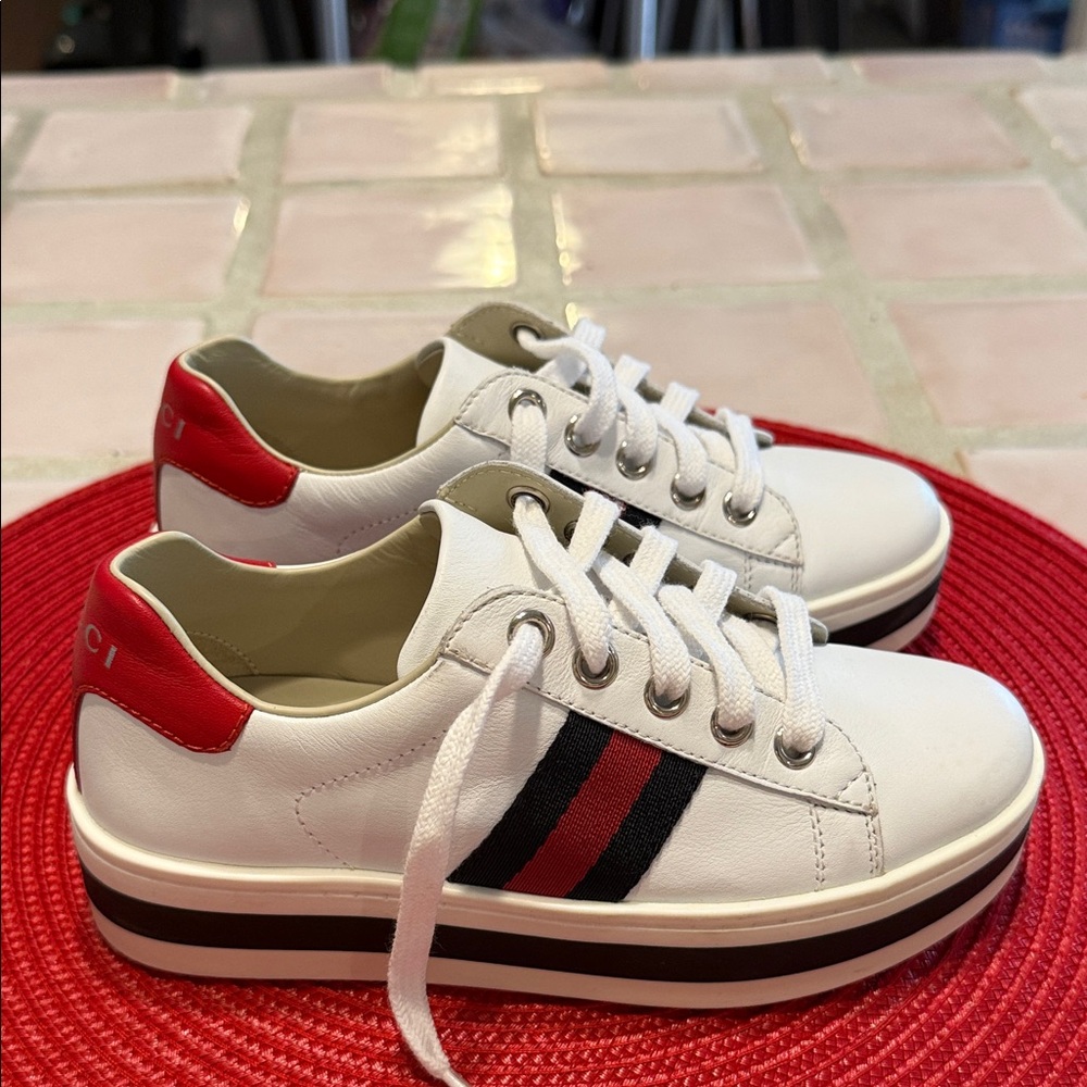 Gucci leather Web Accent kids low top sneakers - Picture 5 of 8